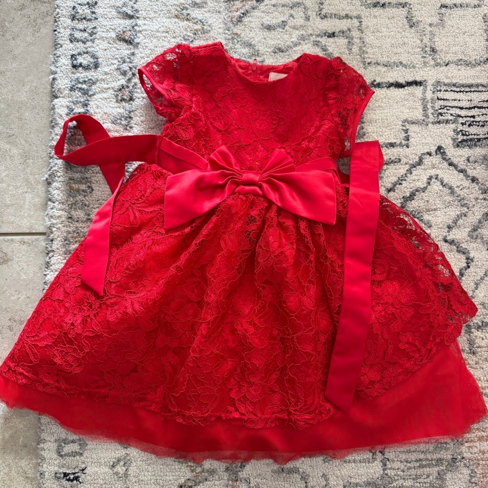 Elegant Red Lace Kids Dress